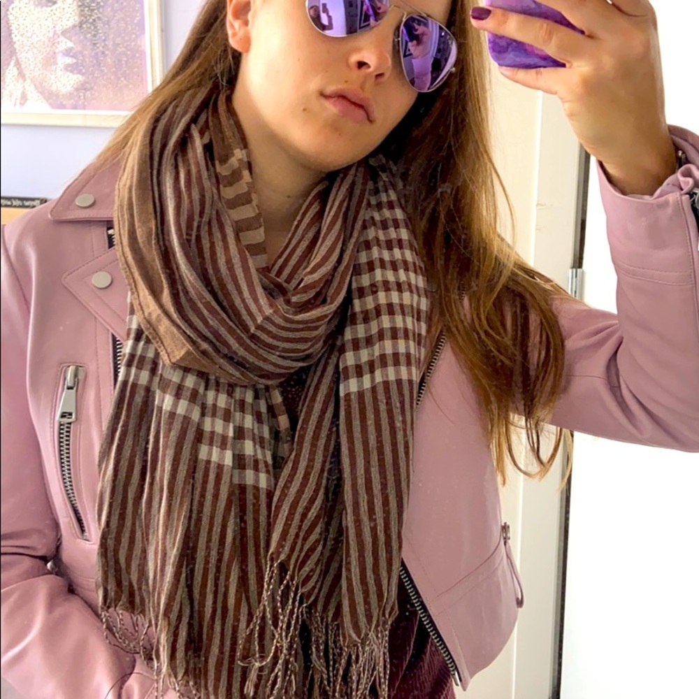 Brown Patterned Crinkle Scarf